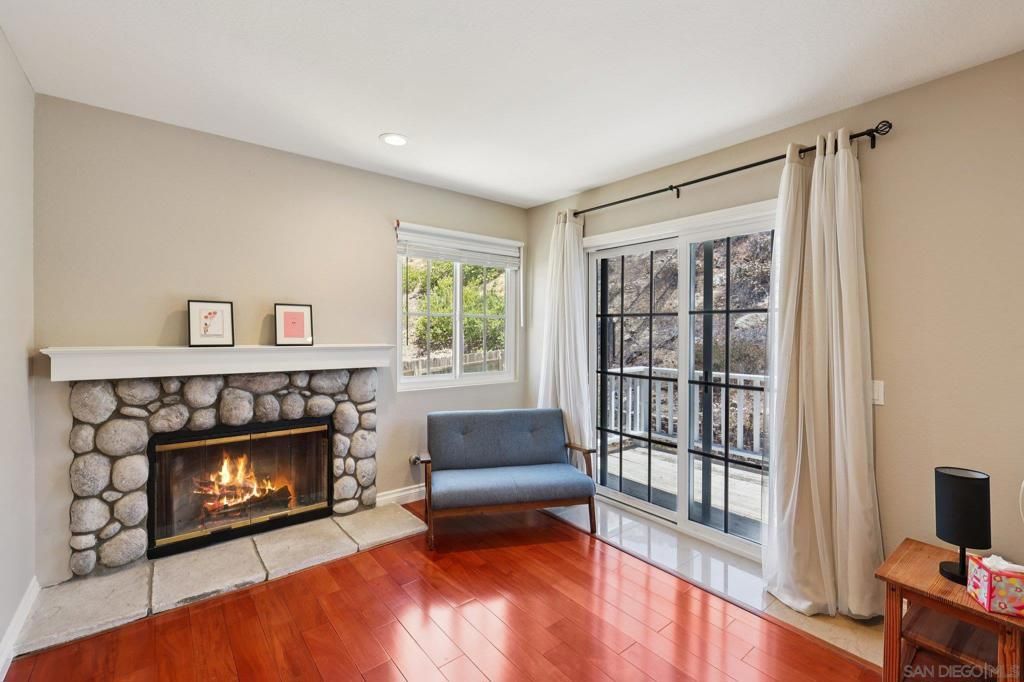 Fireplace, Interior, Recessed Lighting, Wood Texture Flooring
