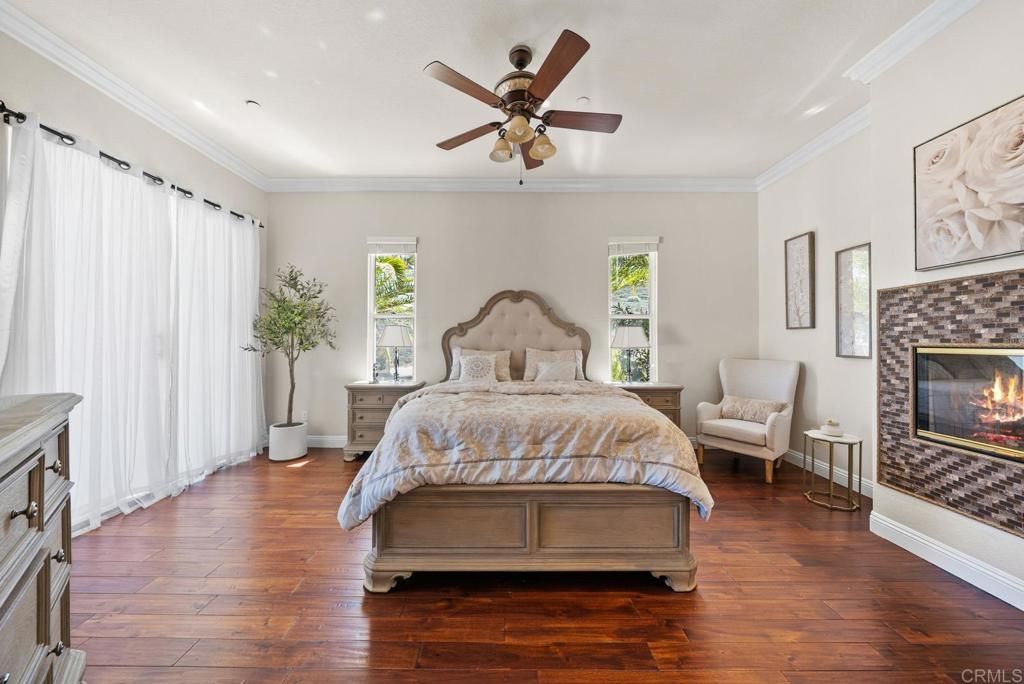 Bedroom, Fireplace, Interior, Wood Texture Flooring