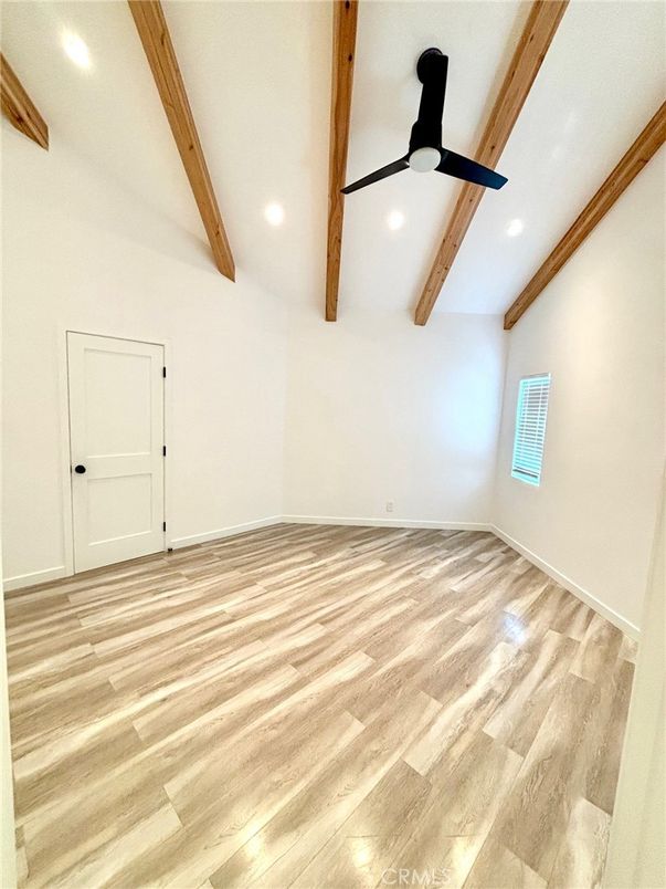 Empty room, Interior, Recessed Lighting, Wooden Beams, Wood Texture Flooring