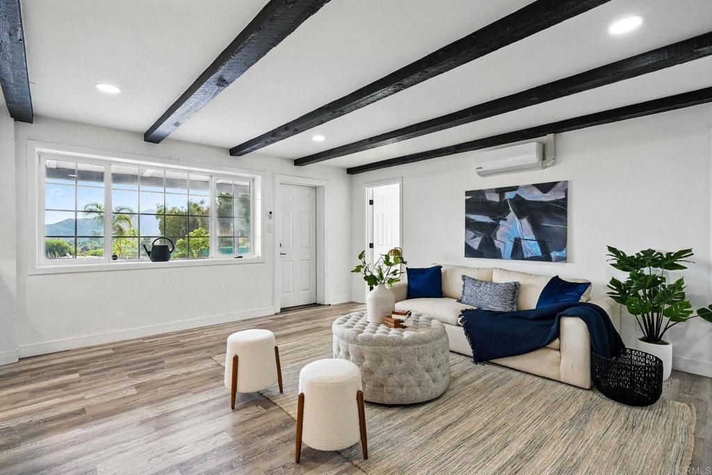 Interior, Living room, Recessed Lighting, Wooden Beams, Wood Texture Flooring
