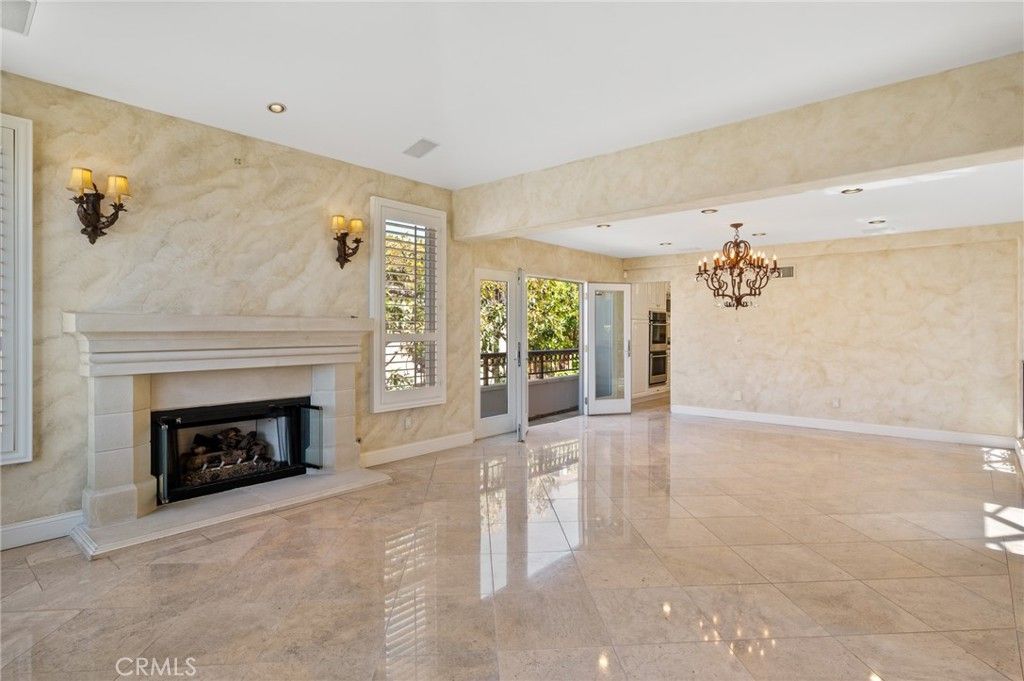 Chandelier, Empty room, Fireplace, Interior, Recessed Lighting