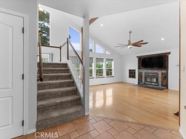 Empty room, Fireplace, Interior, Recessed Lighting, Wood Texture Flooring