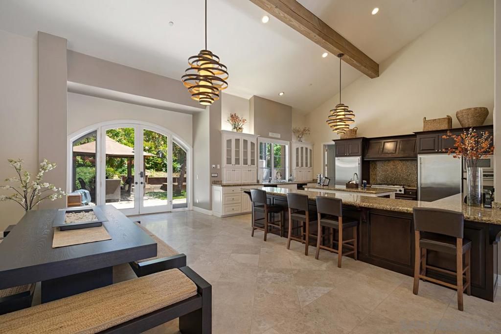 Interior, Kitchen, Pendant Lights, Recessed Lighting, Stainless Steel Appliances, Wooden Beams