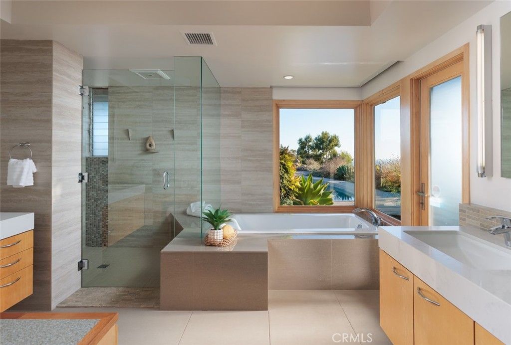 Bathroom, Dual Sink Vanities, Glass Shower, Interior, Recessed Lighting