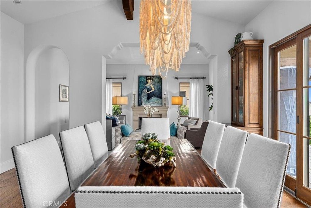 Chandelier, Dining room, Fireplace, Interior, Living room, Wood Texture Flooring
