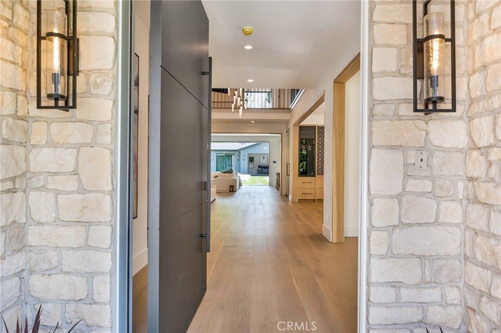 Interior, Recessed Lighting, Stone Walls, Wood Texture Flooring