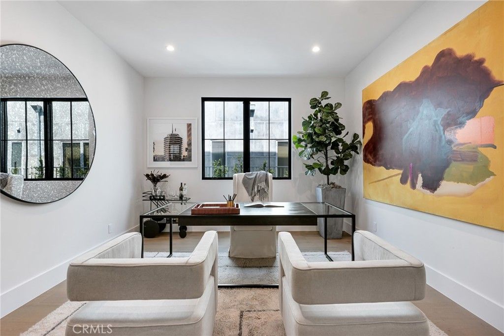 Home Office, Interior, Recessed Lighting, Wood Texture Flooring