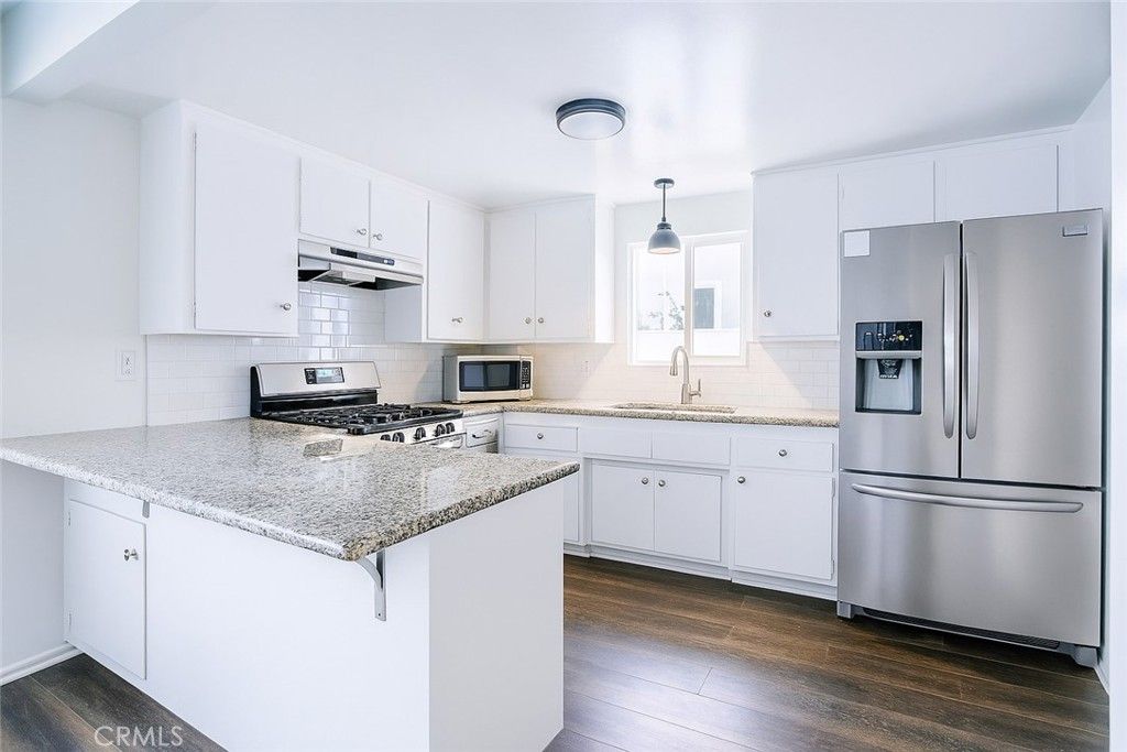 Interior, Kitchen, Pendant Lights, Stainless Steel Appliances, Wood Texture Flooring