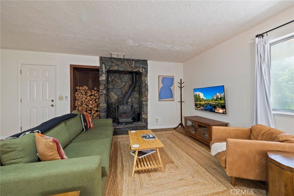Fireplace, Interior, Living room, Stone Walls, Wood Texture Flooring