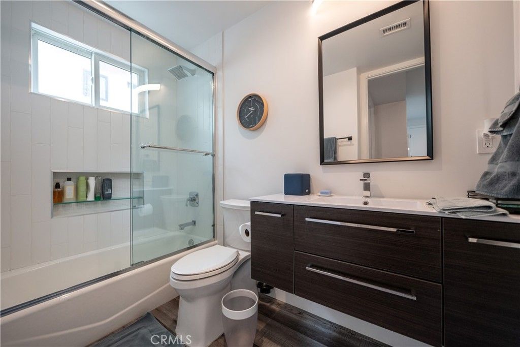 Bathroom, Glass Shower, Interior, Wood Texture Flooring
