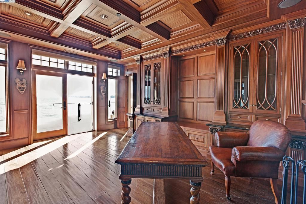Home Office, Interior, Recessed Lighting, Wooden Beams, Wooden Ceilings, Wood Texture Flooring, Wooden Walls