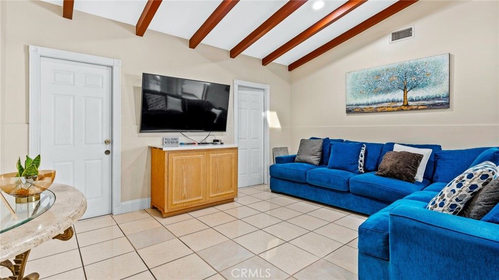 Interior, Living room, Recessed Lighting, Wooden Beams