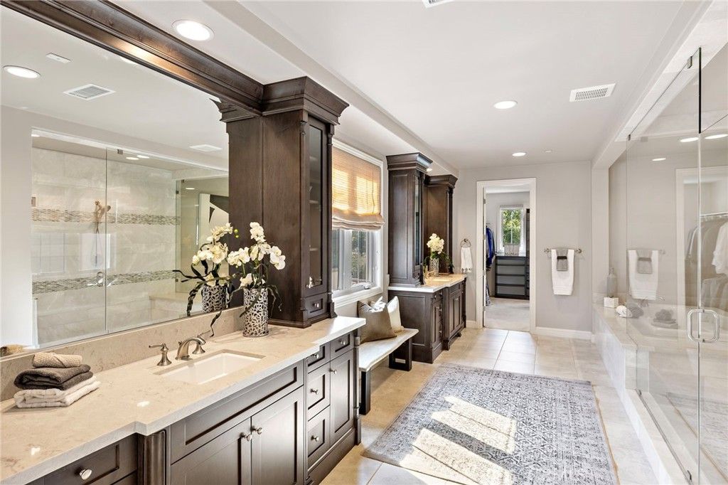 Bathroom, Dual Sink Vanities, Glass Shower, Interior, Recessed Lighting