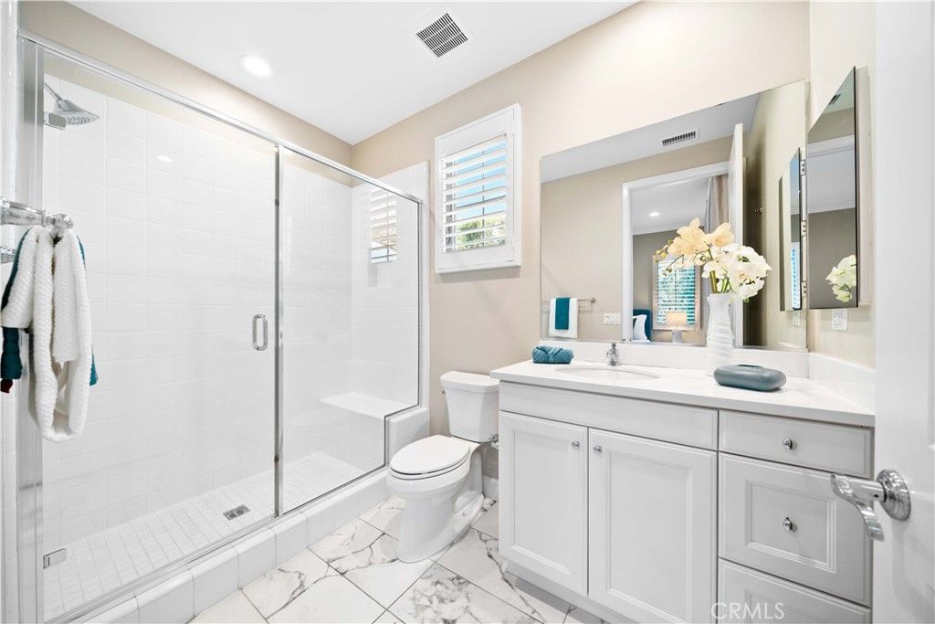 Bathroom, Glass Shower, Interior, Marble, Recessed Lighting