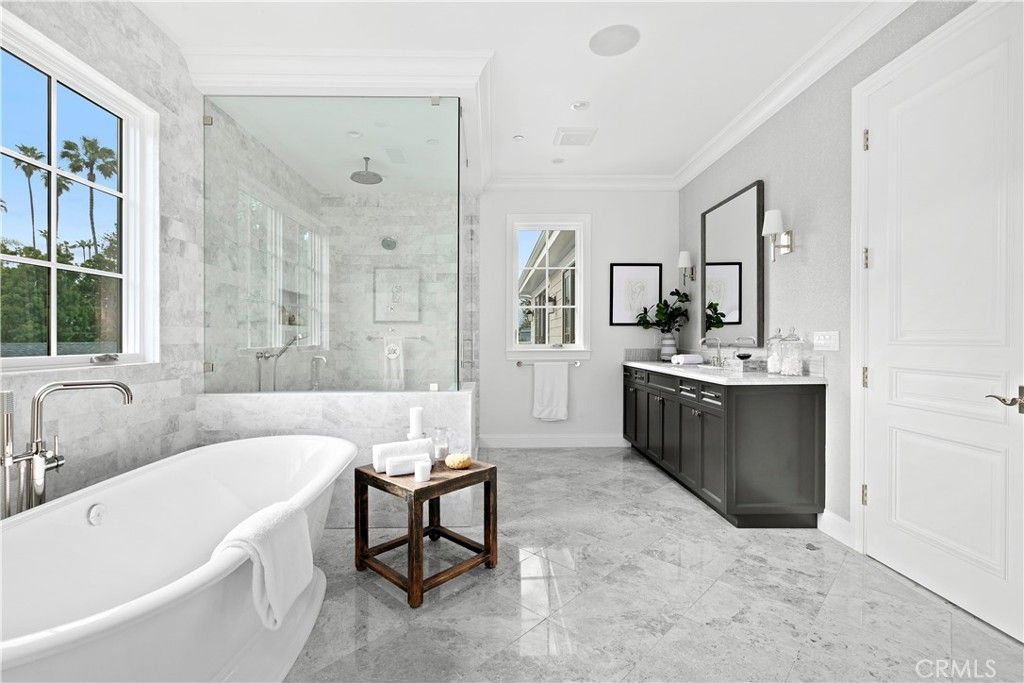 Bathroom, Dual Sink Vanities, Free Standing Baths, Glass Shower, Interior, Recessed Lighting