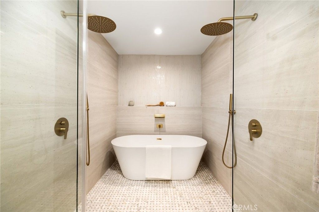 Bathroom, Free Standing Baths, Glass Shower, Interior, Recessed Lighting