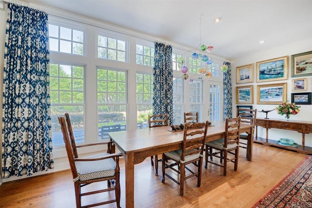 Dining room, Interior, Pendant Lights, Recessed Lighting, Wood Texture Flooring