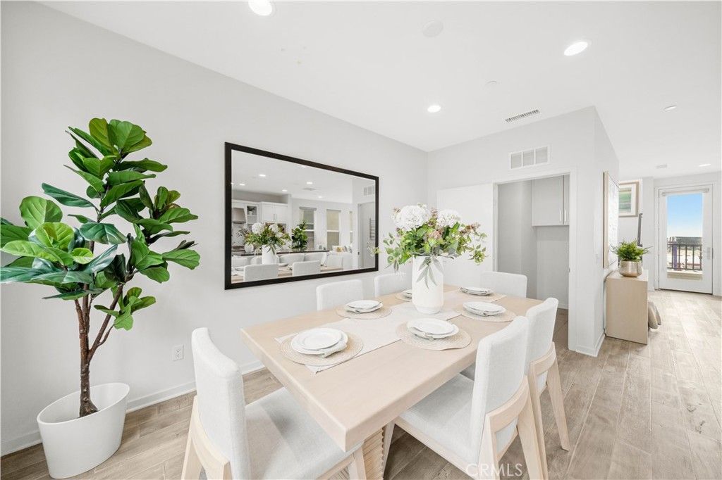 Dining room, Interior, Recessed Lighting, Wood Texture Flooring