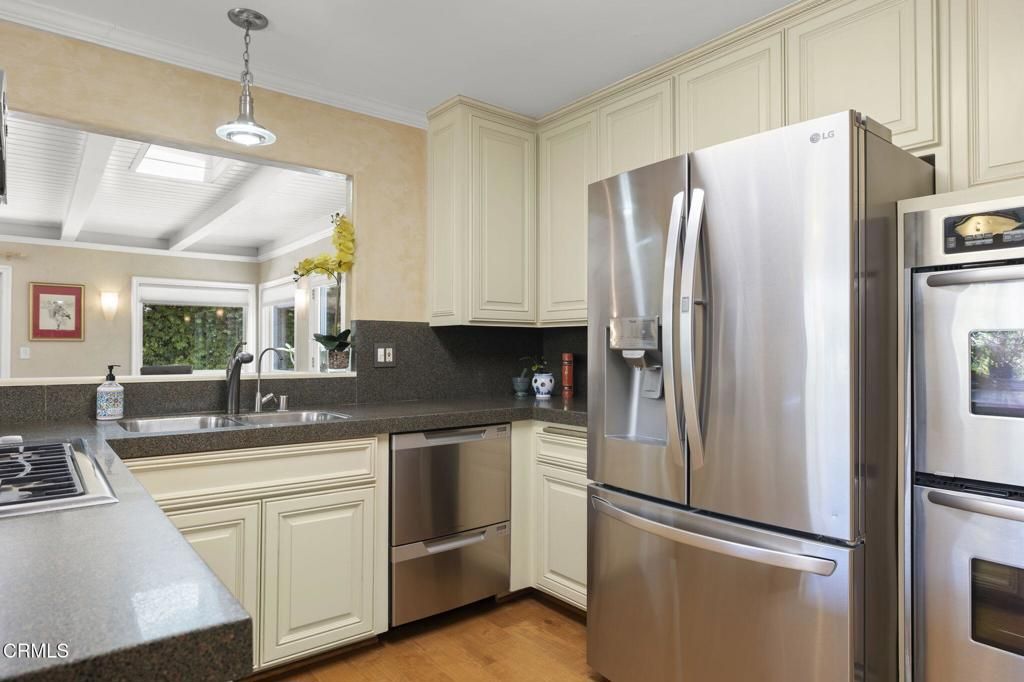Interior, Kitchen, Pendant Lights, Stainless Steel Appliances, Wood Texture Flooring