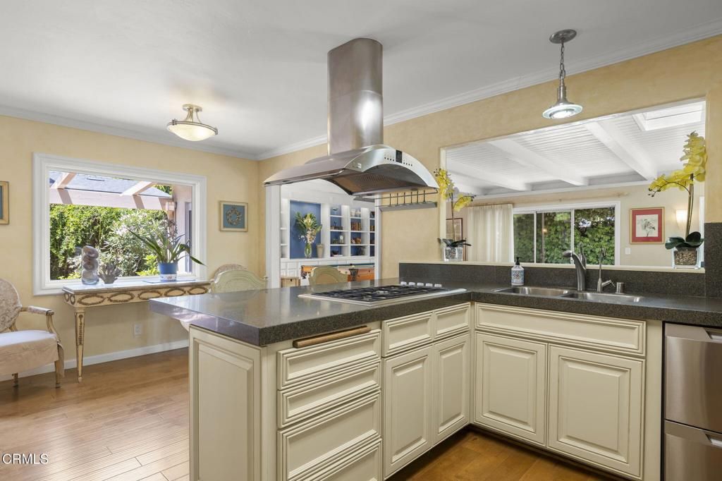 Interior, Kitchen, Pendant Lights, Stainless Steel Appliances, Wood Texture Flooring