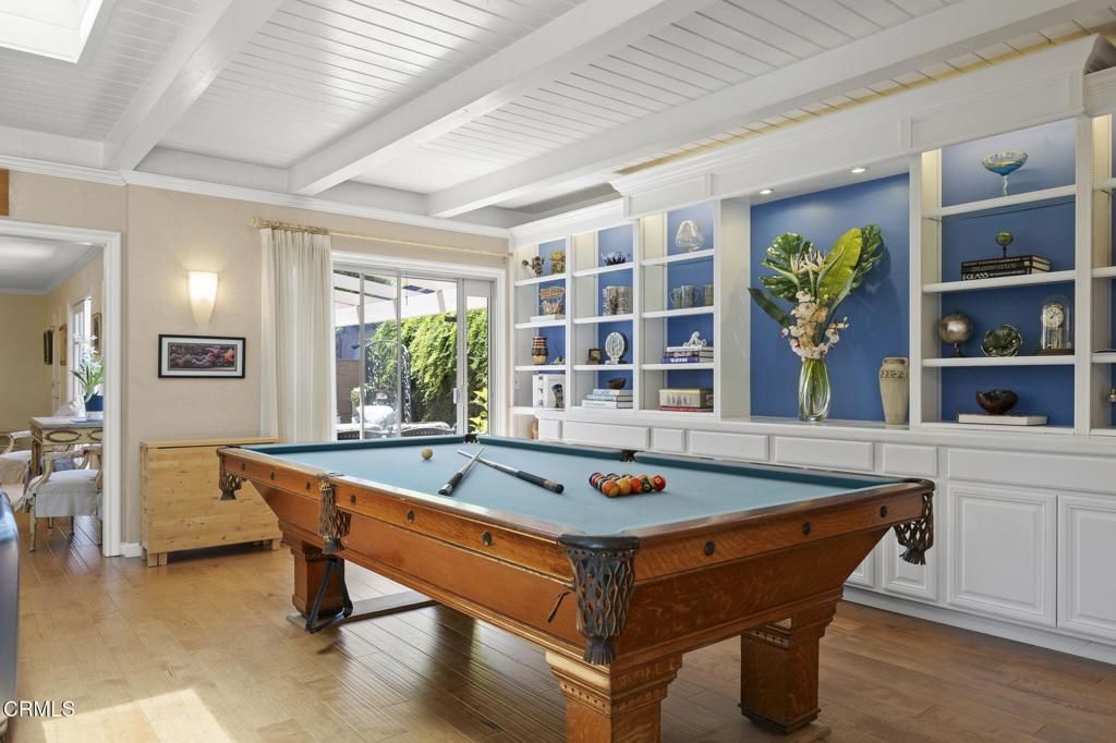 Billiard Table, Game Room, Interior, Recessed Lighting, Wood Texture Flooring