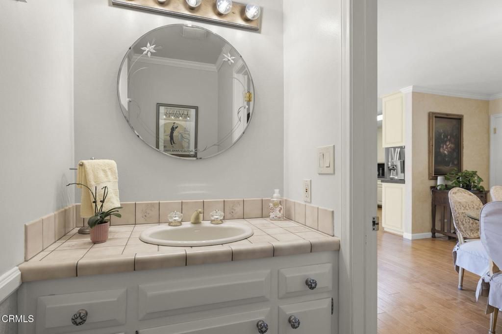 Bathroom, Interior, Tile Countertops, Wood Texture Flooring