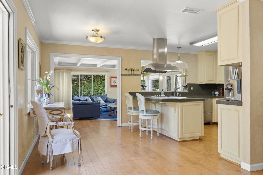 Interior, Kitchen, Living room, Stainless Steel Appliances, Wood Texture Flooring