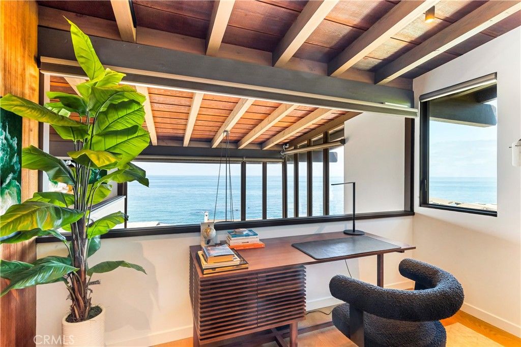 Home Office, Interior, Water, Wooden Beams, Wooden Ceilings, Wood Texture Flooring