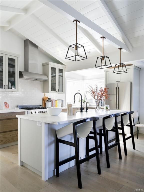 Interior, Kitchen, Pendant Lights, Wood Texture Flooring