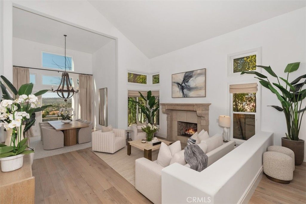 Fireplace, Interior, Living room, Pendant Lights, Wood Texture Flooring