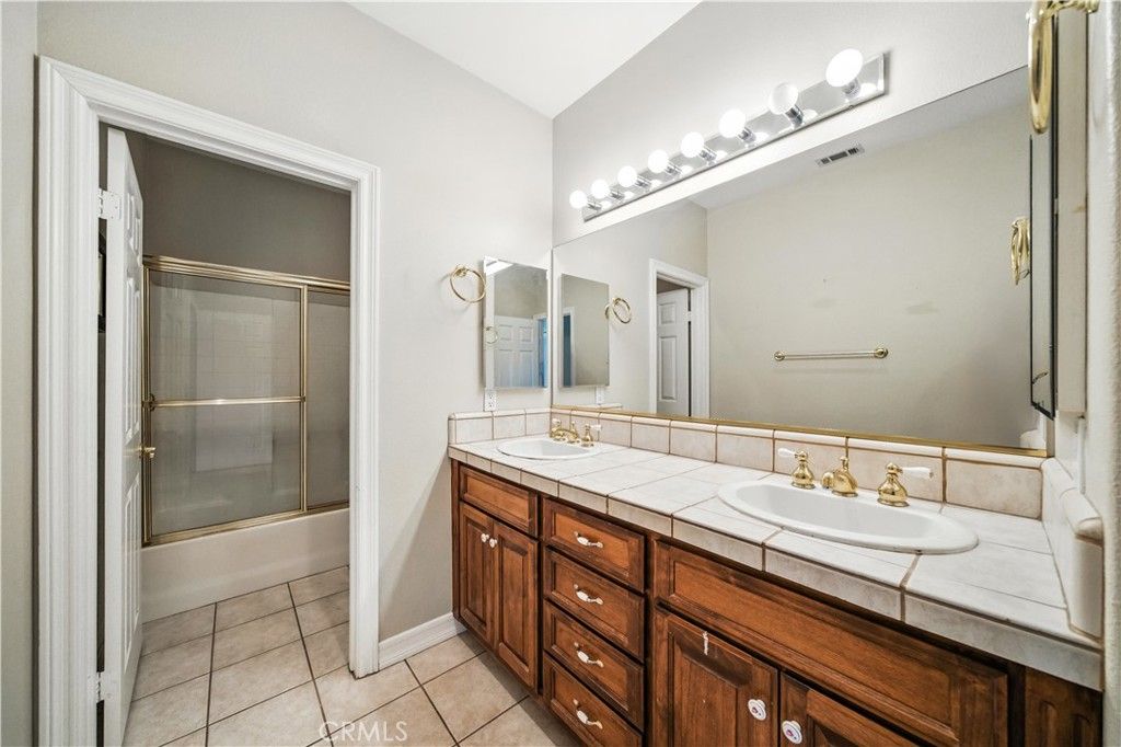 Bathroom, Dual Sink Vanities, Glass Shower, Interior, Tile Countertops