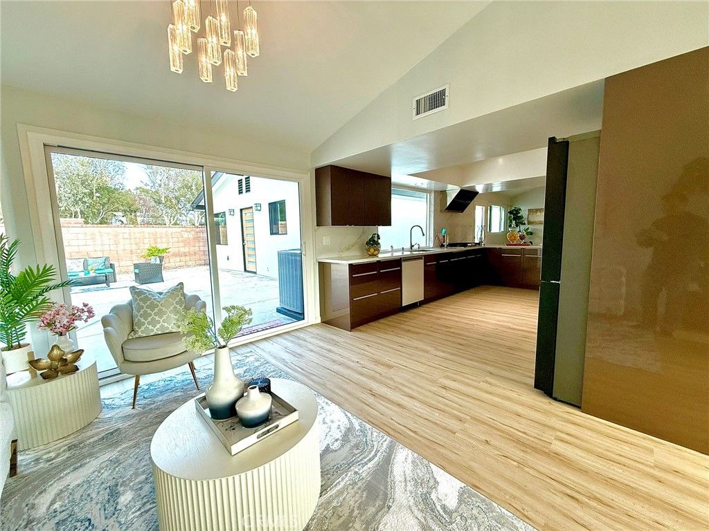 Interior, Kitchen, Pendant Lights, Wood Texture Flooring