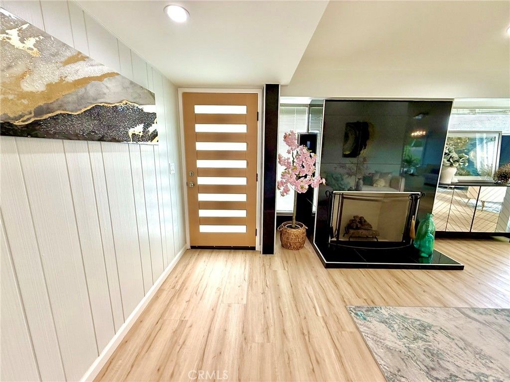 Fireplace, Interior, Recessed Lighting, Wood Texture Flooring