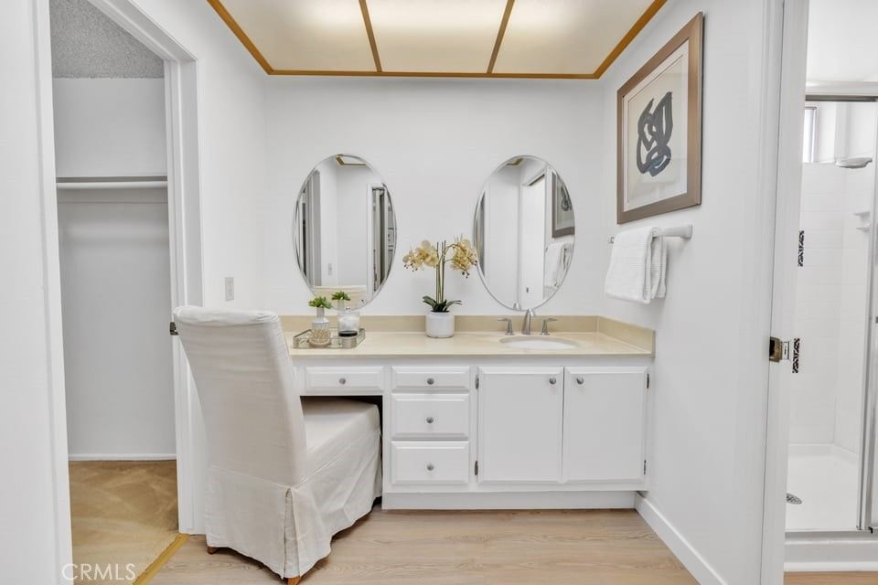 Bathroom, Dual Sink Vanities, Interior, Wood Texture Flooring