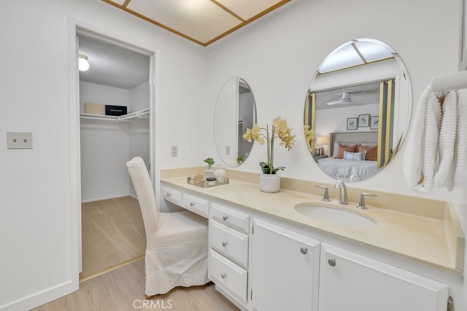 Bathroom, Dual Sink Vanities, Interior, Walk-in Closets, Wood Texture Flooring