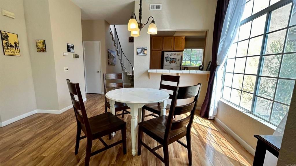 Dining room, Interior, Kitchen, Pendant Lights, Wood Texture Flooring