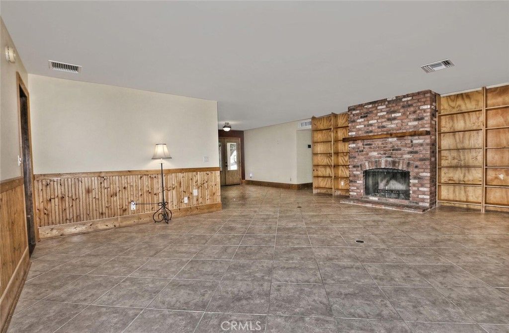 Empty room, Fireplace, Interior, Wooden Walls