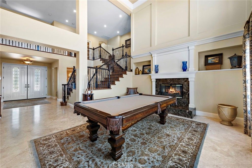 Billiard Table, Fireplace, Game Room, Interior, Recessed Lighting