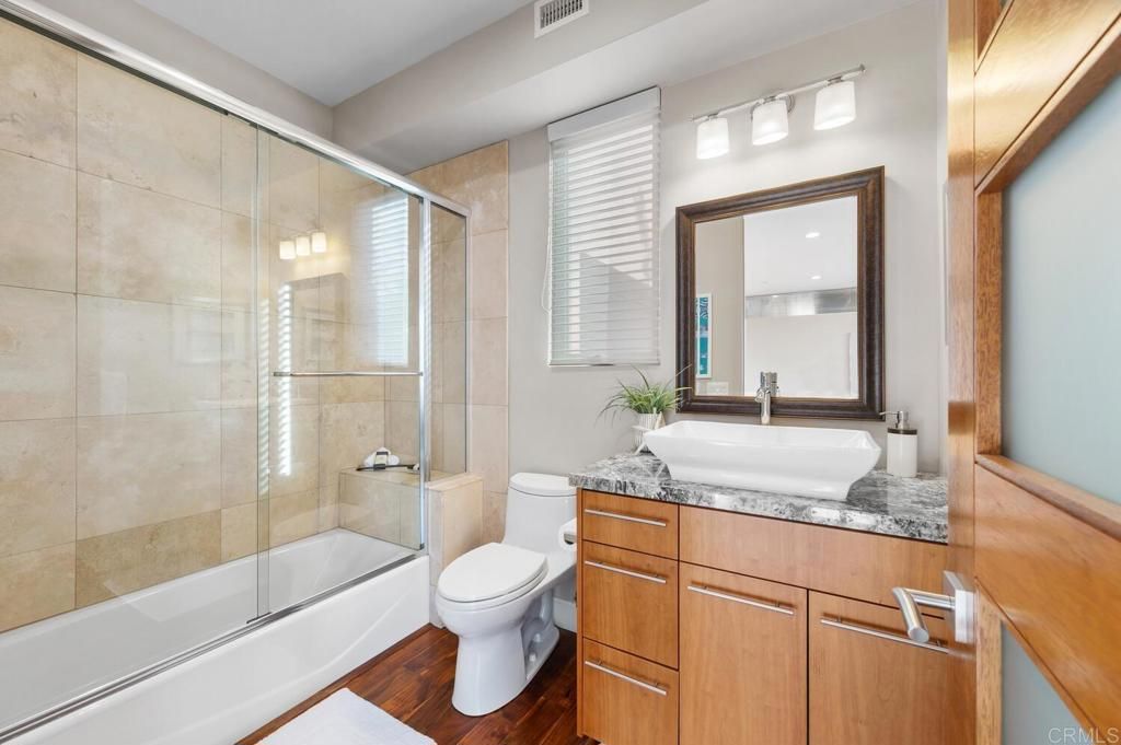 Bathroom, Glass Shower, Interior, Wood Texture Flooring