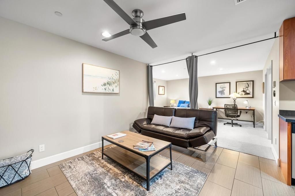 Home Office, Interior, Living room, Recessed Lighting, Wood Texture Flooring