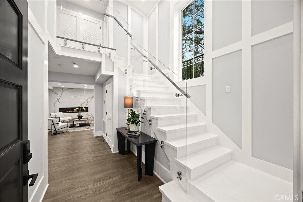 Interior, Marble Walls, Recessed Lighting, Wood Texture Flooring