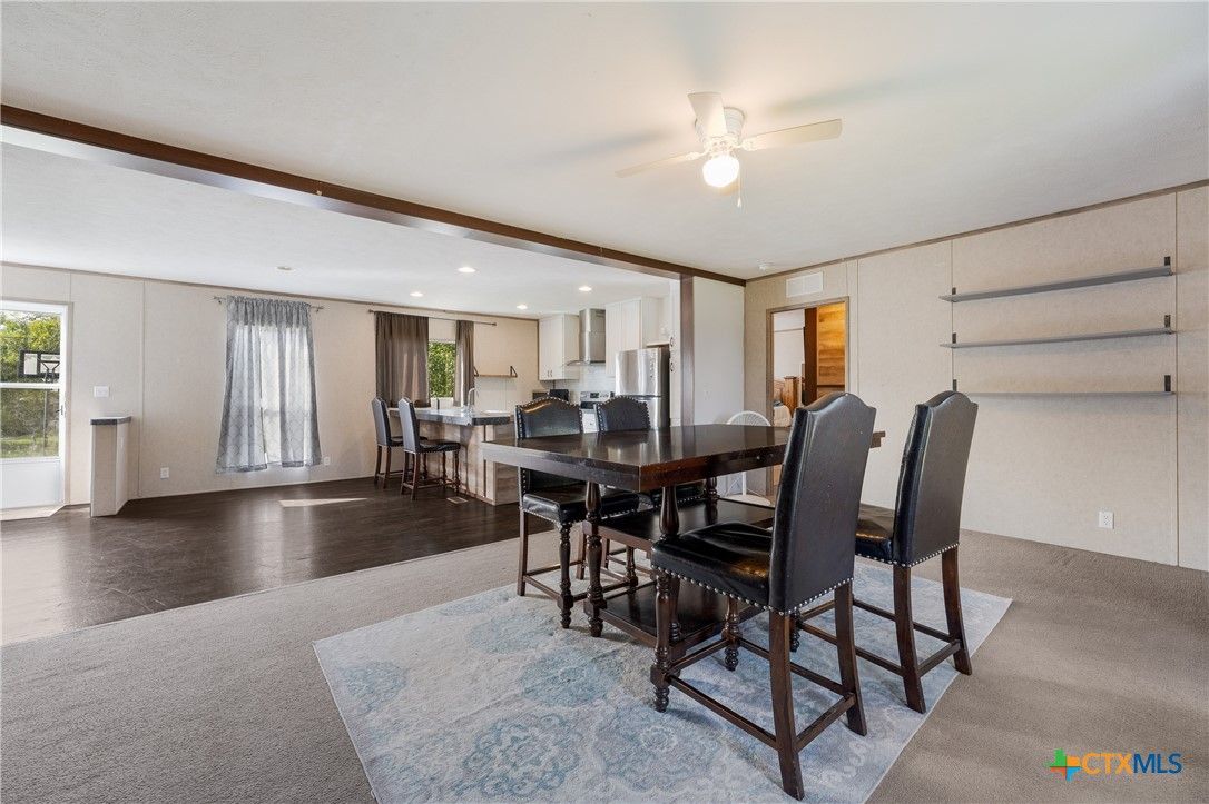 Dining room, Interior, Kitchen, Recessed Lighting, Wood Texture Flooring