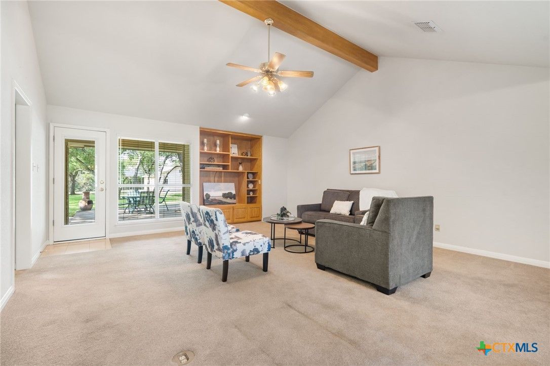 Interior, Living room, Recessed Lighting, Wooden Beams