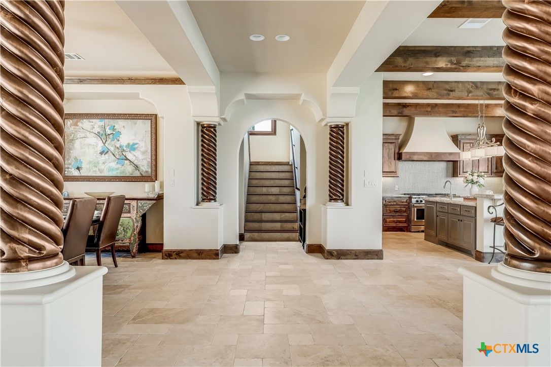 Interior, Kitchen, Recessed Lighting, Stainless Steel Appliances, Wooden Beams