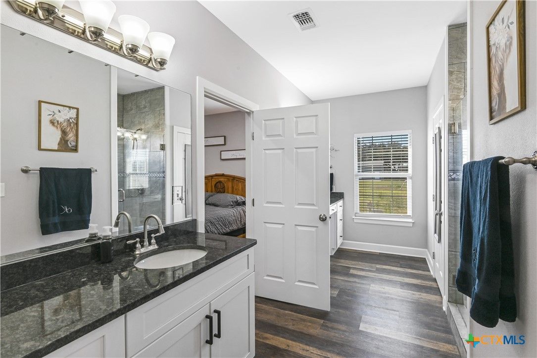 Bathroom, Dual Sink Vanities, Interior, Wood Texture Flooring