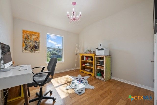 Chandelier, Home Office, Interior, Wood Texture Flooring