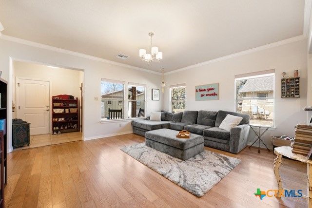 Chandelier, Interior, Living room, Pendant Lights, Wood Texture Flooring