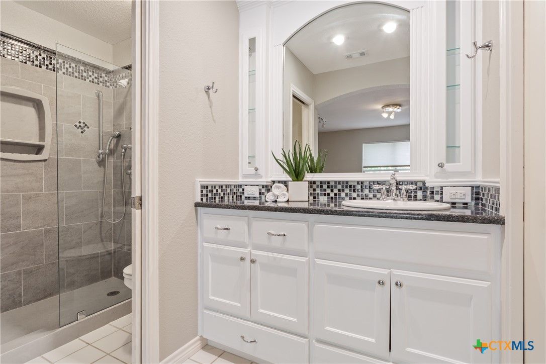 Bathroom, Dual Sink Vanities, Glass Shower, Interior, Recessed Lighting