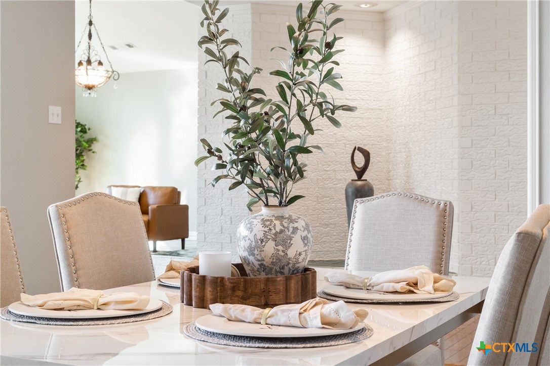 Dining room, Interior, Pendant Lights, Stone Walls
