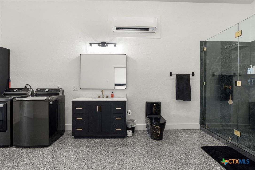 Bathroom, Glass Shower, Interior, Washer